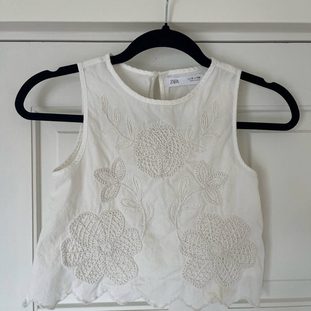 Zara Cream Embroidered Blouse